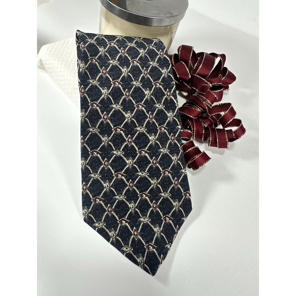 Vintage Peter Thomas by Superba 100% Italian Silk Tie - Navy Geometric